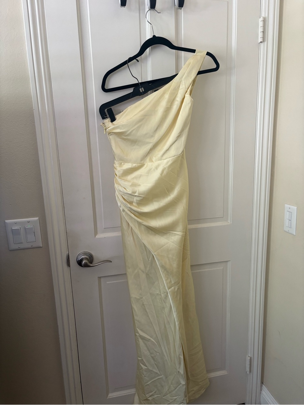 Azazie One-Shoulder Pale Yellow Gown